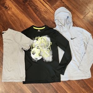 Nike 10/12 Kids Black and Gray Set Of 3 Shirts